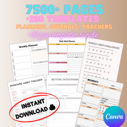 7500+ Digital Planners & Journals | PLR Canva Templates | Fully Editable & Brandable